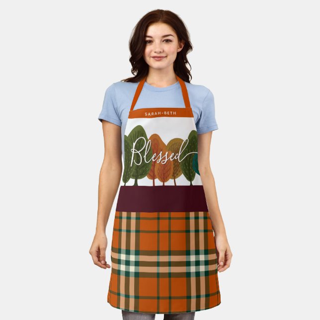 Tablier Thanksgiving personnalisé Autumn Forest Apron (Porté)