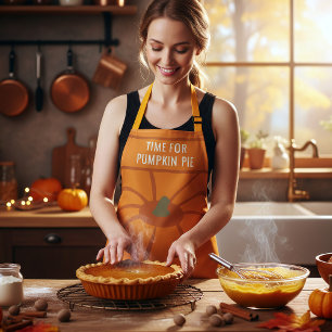 Tablier Thanksgiving Time for Citrouille Pie Orange Apron