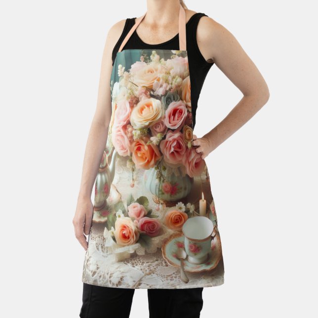Tablier Thé au temps des roses roses vintage  (Insitu)