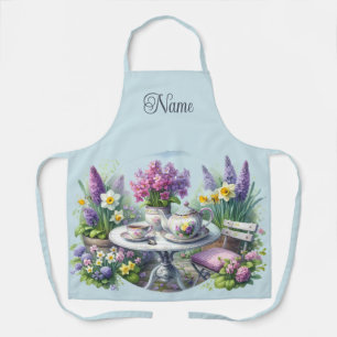 Tablier Thé fleuri vintage dans le jardin