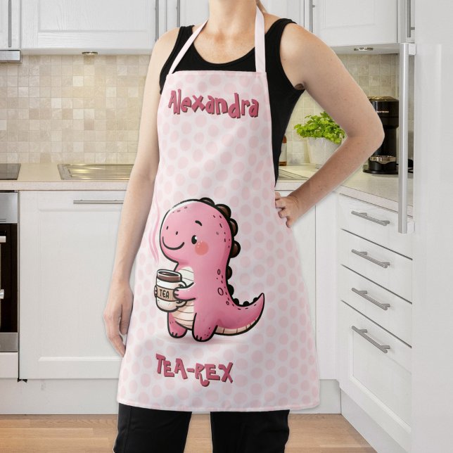 Tablier Thé-Rex sucré Dinosaure personnalisé Pun animal (Sweet Tea-Rex Personalized Dinosaur Animal Pun Apron)
