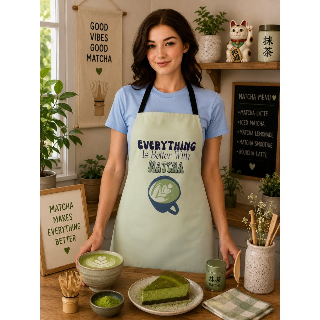 Tablier Thé vert matcha, Tout est meilleur avec du matcha (Créateur téléchargé)