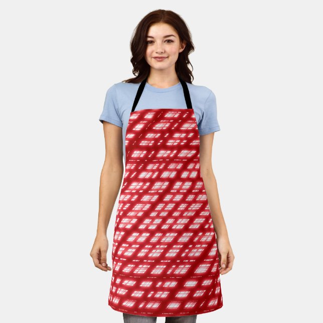 Tablier Thème de Noël Motif Rouge & Blanc, Diamant (Porté)