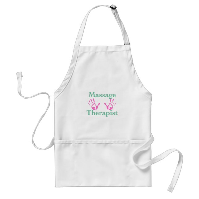 Tablier Thérapeute de massage : empreintes de main roses (Devant)