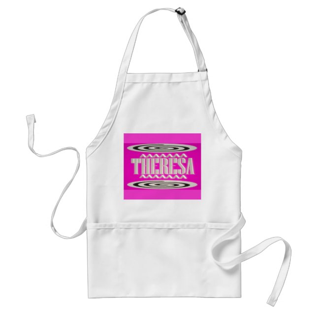 Tablier Theresa nom design rose profond avec symbole hypno (Devant)