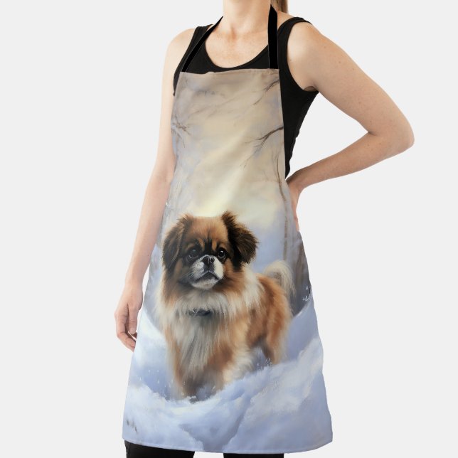 Tablier Tibetan Spaniel Qu'il neige Noël  (Insitu)