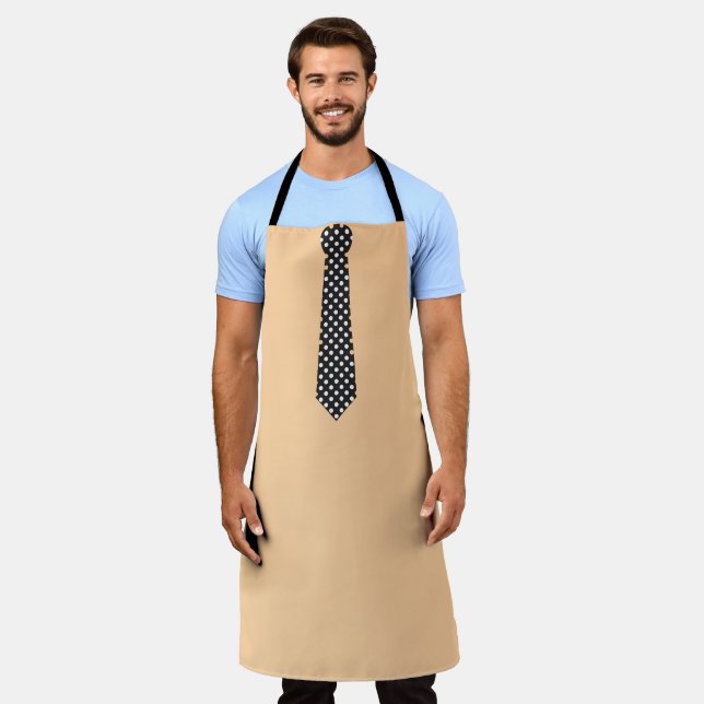 Tablier Tie à pois noirs Cravate nouveauté pêche (Porté)
