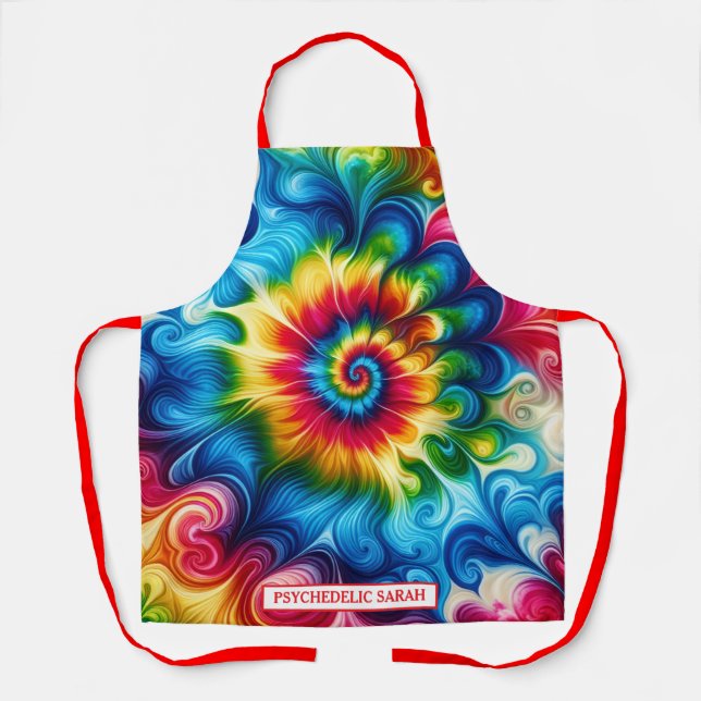 Tablier Tie-Dye Psychédélique Arc-en-Ciel (Recto)