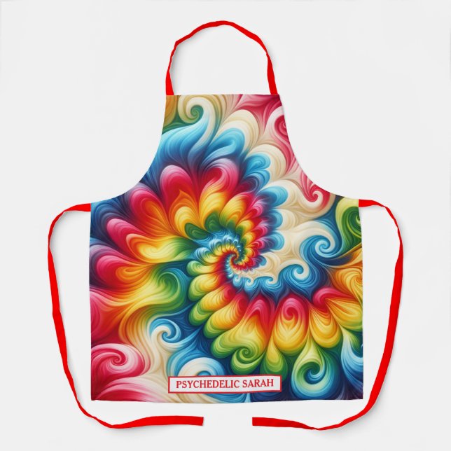 Tablier Tie-Dye Psychédélique Arc-en-Ciel (Recto)