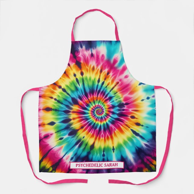 Tablier Tie-Dye Psychédélique Arc-en-Ciel (Recto)