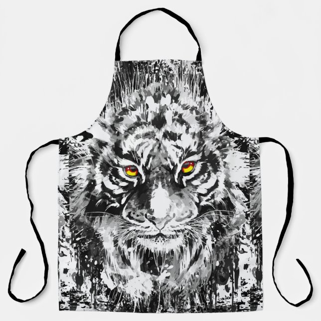 Tablier Tiger Apron | Tiger | Noir et blanc (Recto)