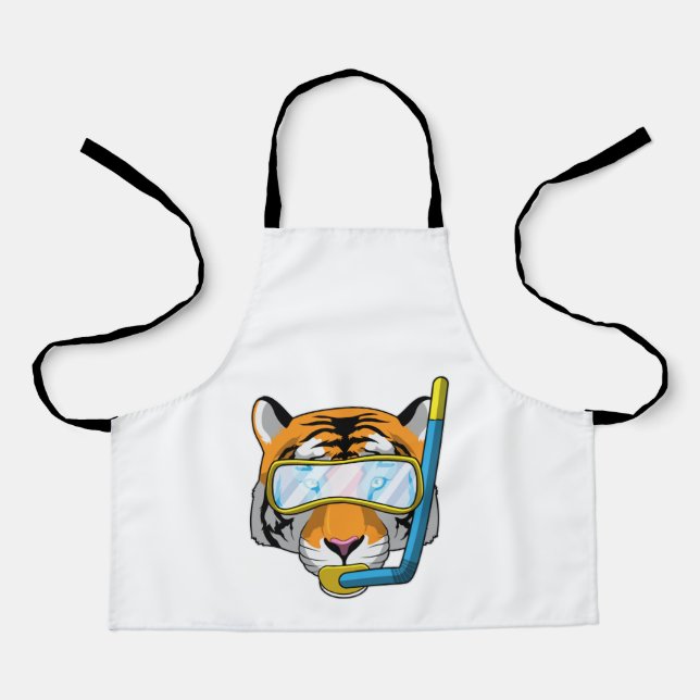 Tablier Tiger comme plongeur avec tuba (Recto)
