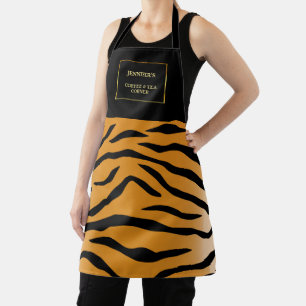 Tablier Tiger imprimé noir or professionnel monogramme