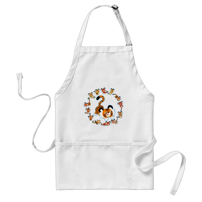Tablier Tigers en caricature mignonne Mandala (bleu) Apron (Devant)