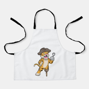 Tablier Tigre comme pirate avec jambe en bois et main croc