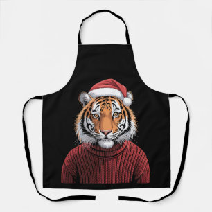 Tablier Tigre de Noël Chapeau de Père Noël Pull Hiver Xmas