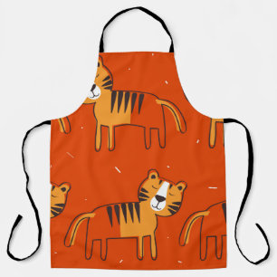 Tablier Tigres, toile de fond dessinée à la main. Pat tran