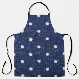 Tablier Timbre de pois : texture en tissu denim.