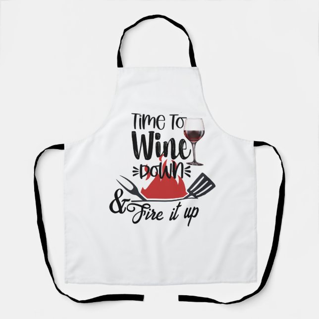 Tablier Time To Wine Down Apron - Custom Chef BBQ Gift (Recto)