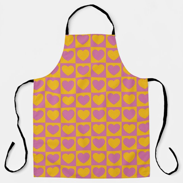 Tablier Tiny hearts chess grid seamless pattern. Cute litt (Recto)