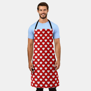 Tablier Tissu à motif de cœur rouge et blanc