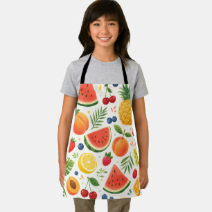 Tablier Tissu à motif de fruits d'été   Pastèque tropicale