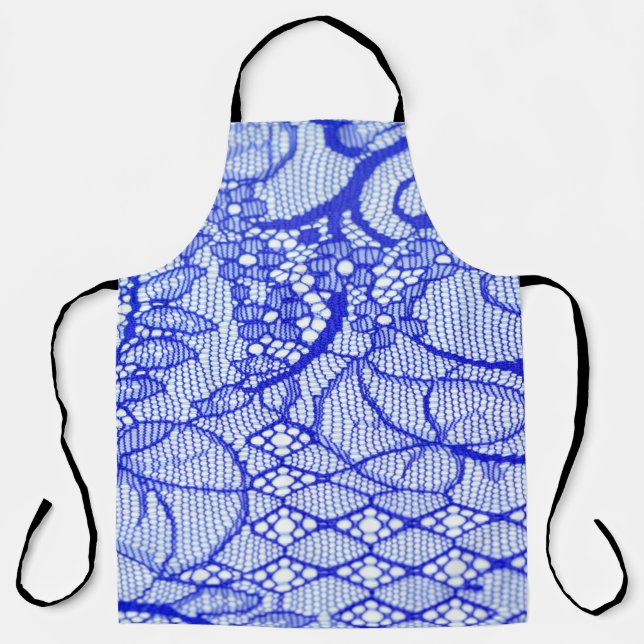 Tablier Tissu dentelé en bleu. Patch dentelle Royal Blue C (Recto)