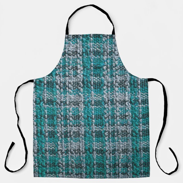 Tablier Tissu écossais turquoise, arrière - plan texturé. (Recto)