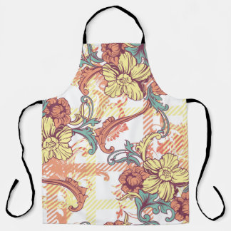 Tablier Tissu écotique plaid sans couture motif avec baroq