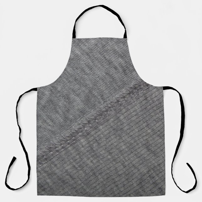 Tablier Tissu gris : texture cousue abstraite. (Recto)