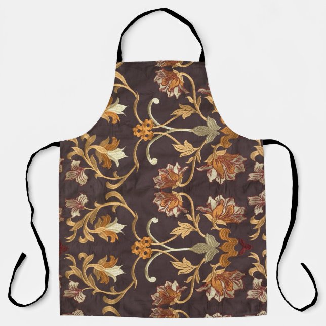 Tablier Tissu vintage avec fleurs brodées, dossier (Recto)