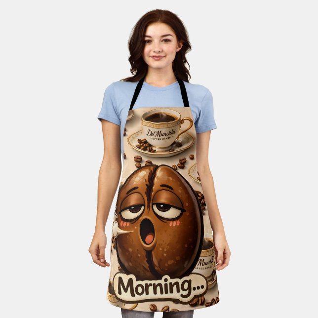 Tablier Title morning sleepy coffee bean funny relatable b (Porté)