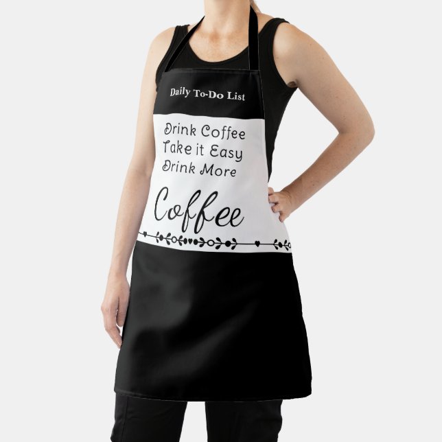 Tablier To do list for coffee lovers white black (Insitu)