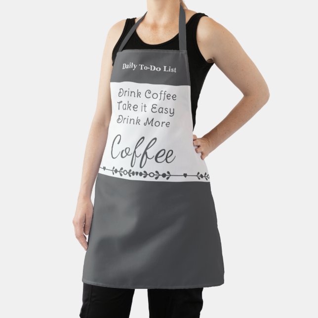 Tablier To do list for coffee lovers white grey (Insitu)