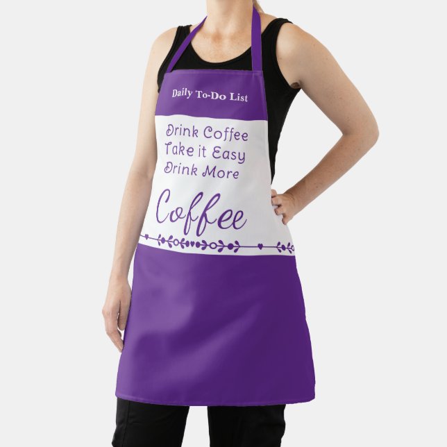 Tablier To do list for coffee lovers white purple (Insitu)