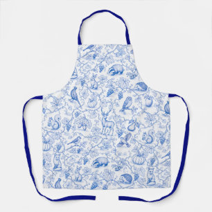 Tablier Toile Bleue Animaux de la Forêt Vignes