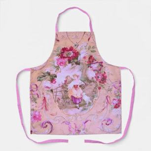 Tablier Toile victorienne antique Rococo Style rose floral