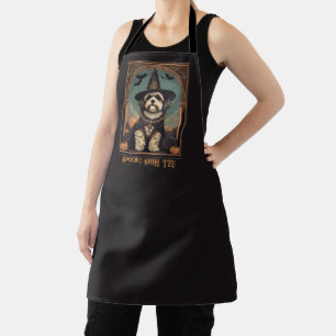 Tablier Toilettage de Shih Tzu Halloween noir