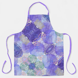 Tablier Tons de lavande et de fleurs Abstraites vertes