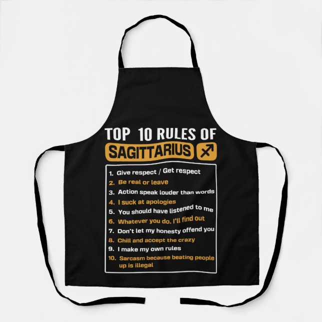 Tablier Top 10 Règles De Sagittarius, Sagittarius Traits R (Recto)