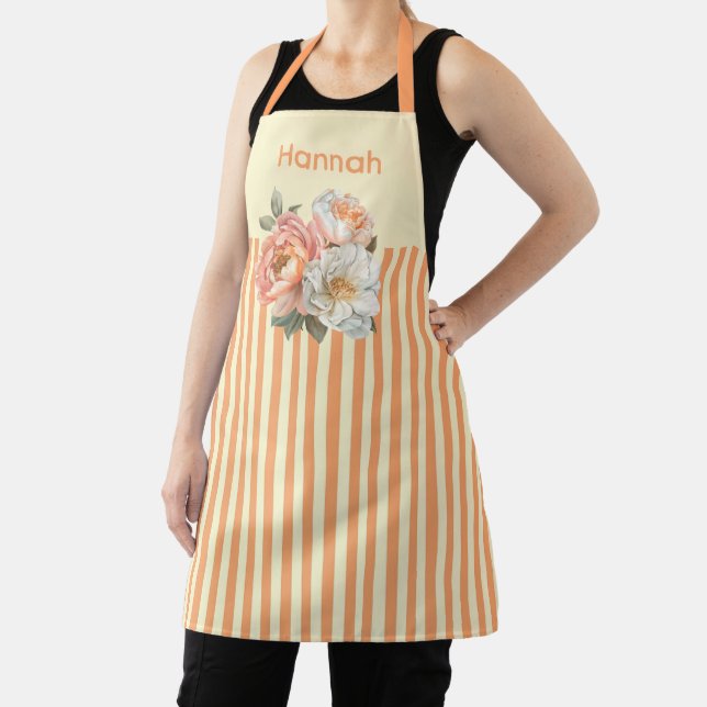 Tablier Top crème avec rayures orange Floral (Insitu)