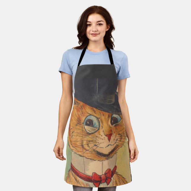 TABLIER TOP HAT CAT LOUIS WAIIS ART RETRO KITCHEN APRON (Porté)