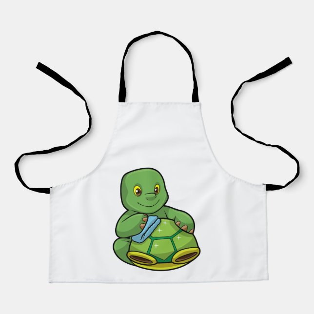 Tablier Tortue avec coquille et chiffon de nettoyage (Recto)
