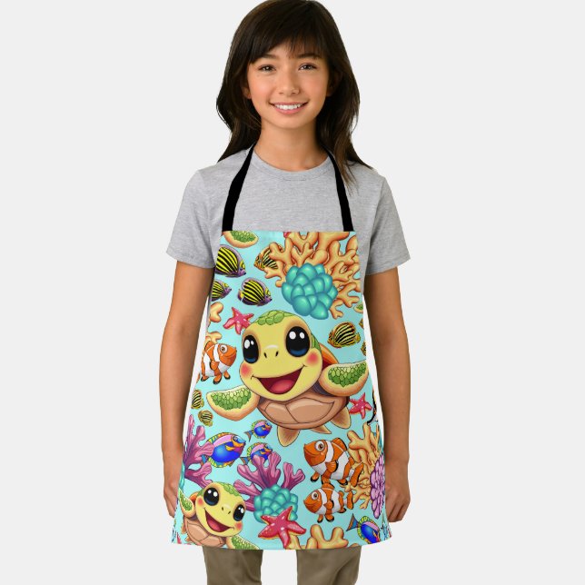 Tablier Tortue de mer Bébé heureux et mignonne personnage (Insitu)
