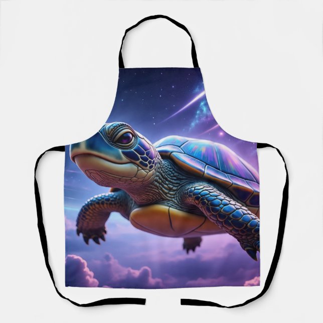 Tablier Tortue de mer galactique violette (Recto)