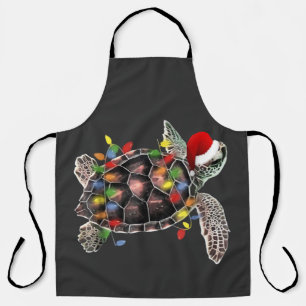 Tablier Tortue de mer portant le chapeau de Santa Joyeux N