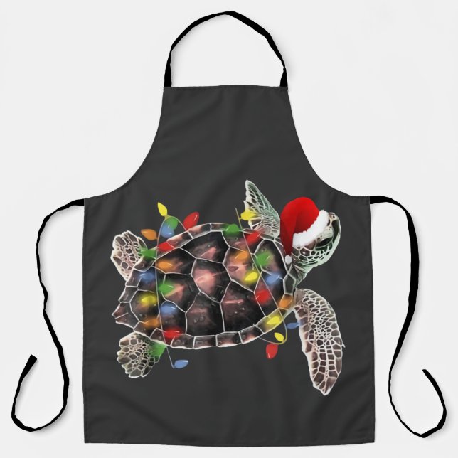 Tablier Tortue de mer portant le chapeau de Santa Joyeux N (Recto)