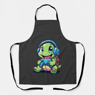 Tablier Tortue drôle de joueur de jeux vidéo de tortues (1