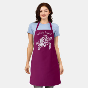 Tablier Tortue-Hawaï-Pêcheur-Coeur Couleur Vin