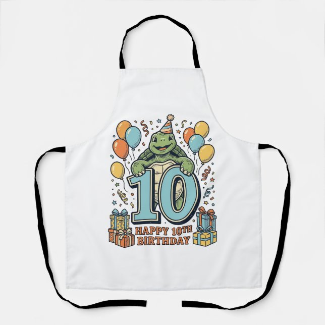 Tablier Tortue mignonne 10e anniversaire conception de fêt (Recto)